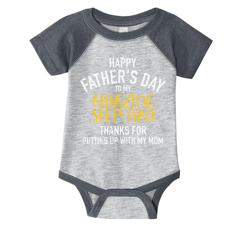 Happy Fathers Day Step Dad Infant Baby Jersey Bodysuit