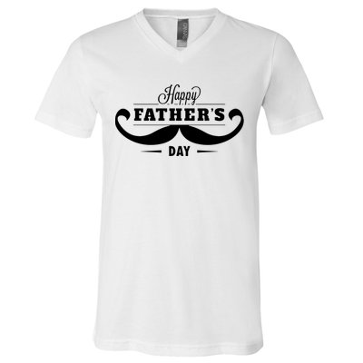 Happy Fathers Day Mustache Decor Proud Dad Fathers Day V-Neck T-Shirt