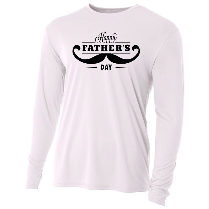 Happy Fathers Day Mustache Decor Proud Dad Fathers Day Cooling Performance Long Sleeve Crew