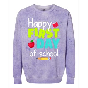 Happy First Day Of School Back To School Teacher Student Colorblast Crewneck Sweatshirt