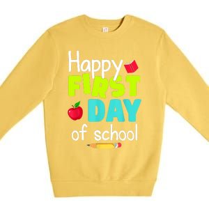 Happy First Day Of School Back To School Teacher Student Premium Crewneck Sweatshirt