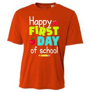 Happy First Day Of School Back To School Teacher Student Cooling Performance Crew T-Shirt