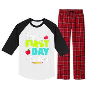 Happy First Day Of School Back To School Teacher Student Raglan Sleeve Pajama Set