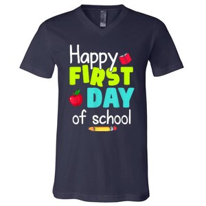 Happy First Day Of School Back To School Teacher Student V-Neck T-Shirt