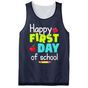 Happy First Day Of School Back To School Teacher Student Mesh Reversible Basketball Jersey Tank