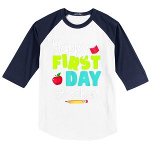 Happy First Day Of School Back To School Teacher Student Baseball Sleeve Shirt