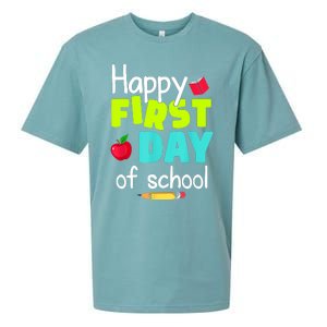 Happy First Day Of School Back To School Teacher Student Sueded Cloud Jersey T-Shirt