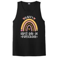 Happy First Day Of Preschool Back To School Leopard Rainbow PosiCharge Competitor Tank