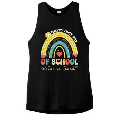 Happy First Day Of School Welcome Back To School Teachers Ladies PosiCharge Tri-Blend Wicking Tank