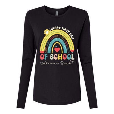 Happy First Day Of School Welcome Back To School Teachers Womens Cotton Relaxed Long Sleeve T-Shirt