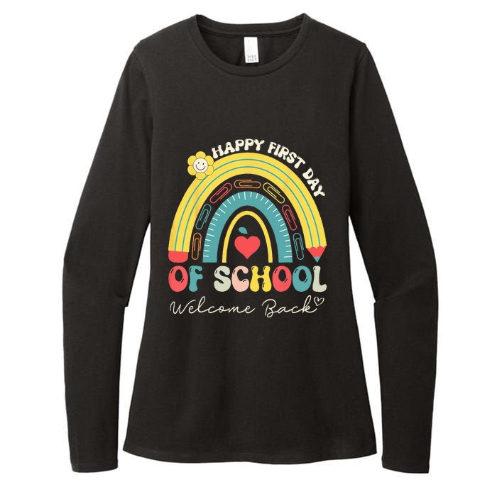 Happy First Day Of School Welcome Back To School Teachers Womens CVC Long Sleeve Shirt