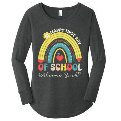 Happy First Day Of School Welcome Back To School Teachers Women's Perfect Tri Tunic Long Sleeve Shirt