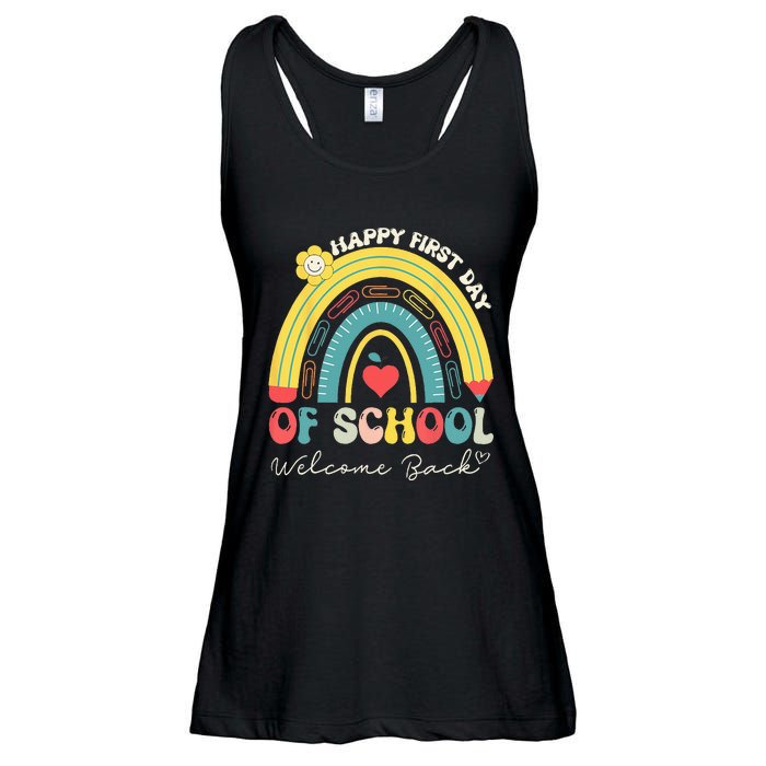 Happy First Day Of School Welcome Back To School Teachers Ladies Essential Flowy Tank