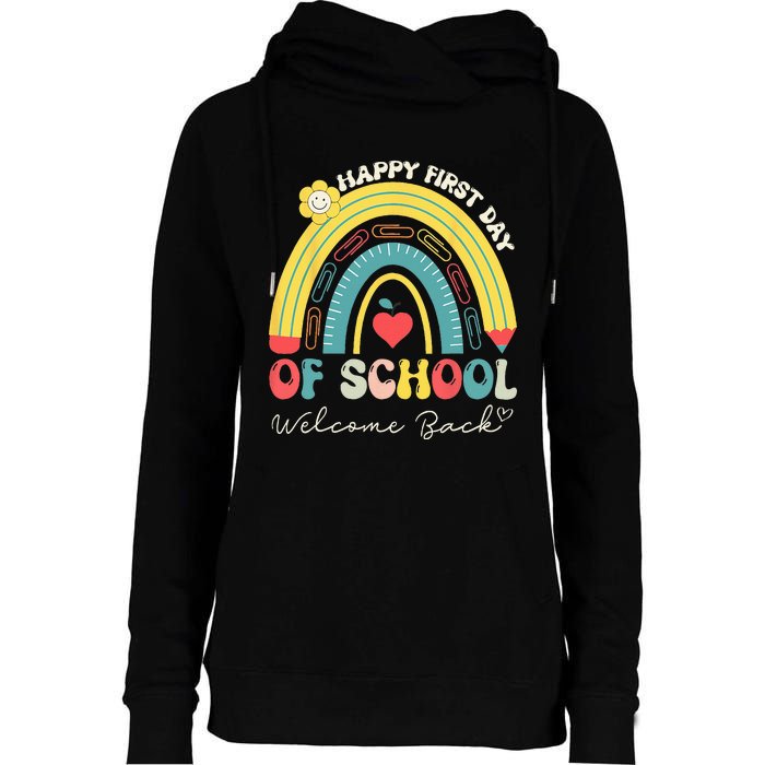 Happy First Day Of School Welcome Back To School Teachers Womens Funnel Neck Pullover Hood