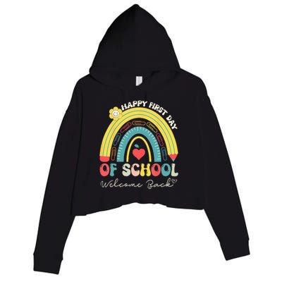 Happy First Day Of School Welcome Back To School Teachers Crop Fleece Hoodie