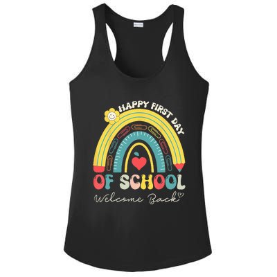 Happy First Day Of School Welcome Back To School Teachers Ladies PosiCharge Competitor Racerback Tank