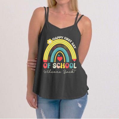 Happy First Day Of School Welcome Back To School Teachers Women's Strappy Tank