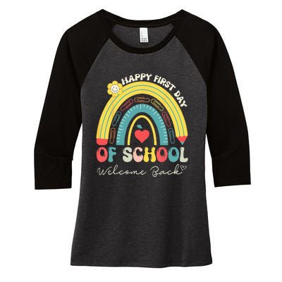 Happy First Day Of School Welcome Back To School Teachers Women's Tri-Blend 3/4-Sleeve Raglan Shirt