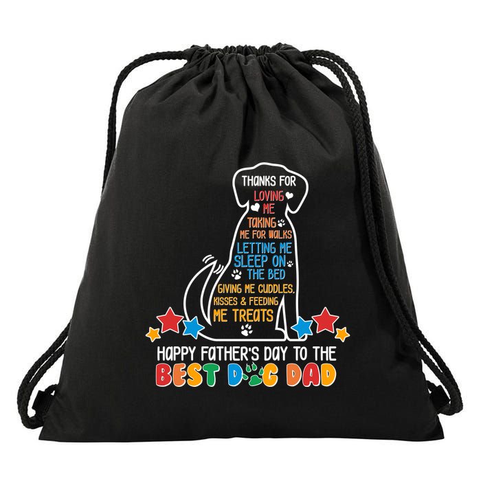 Happy Father's Dad To The Best Dog Dad Drawstring Bag