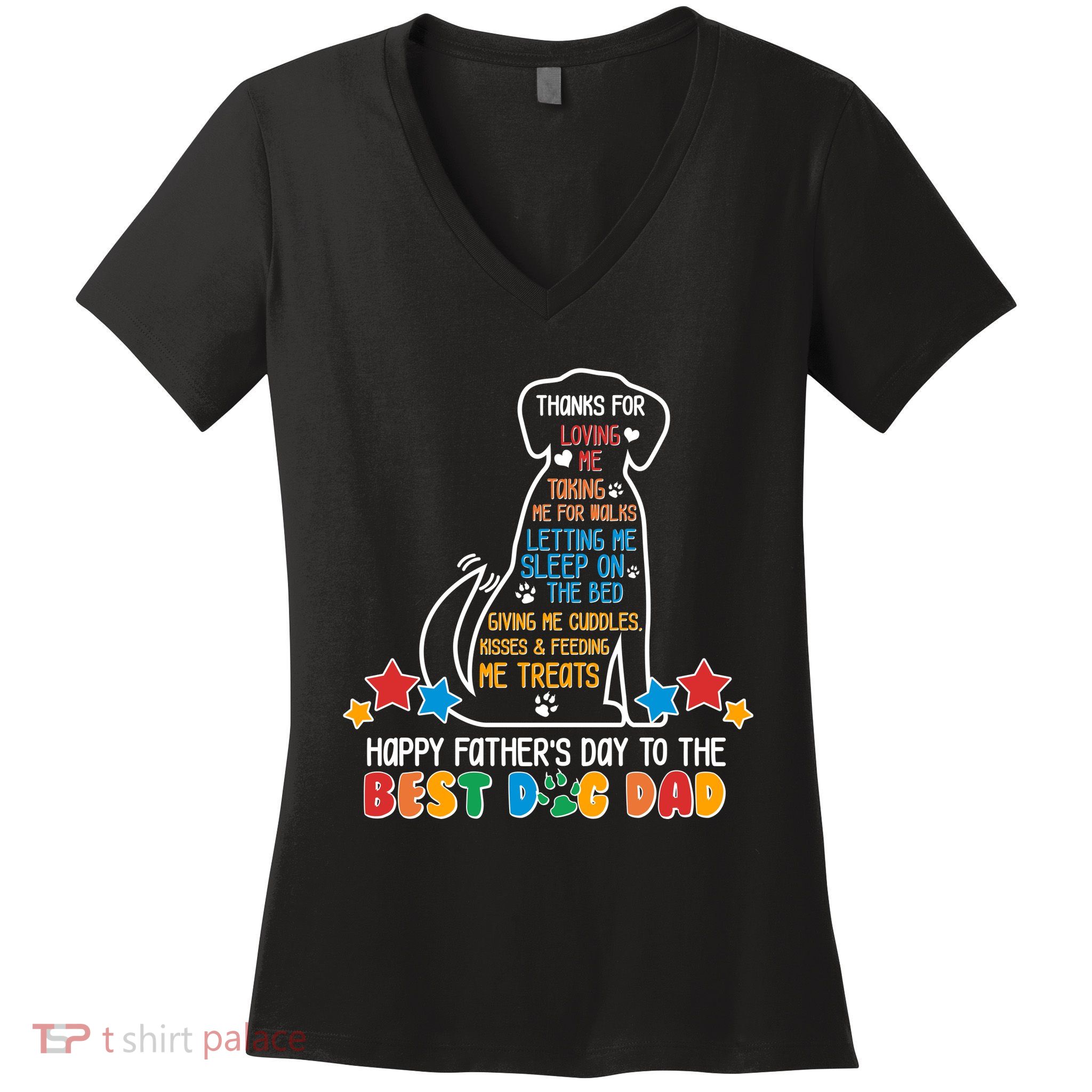 Happy Father's Dad To The Best Dog Dad Women's V-Neck T-Shirt