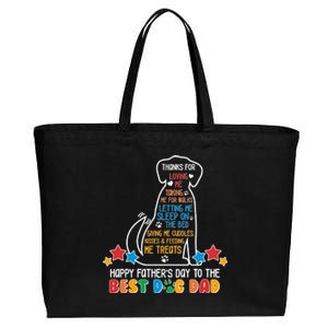 Happy Father's Dad To The Best Dog Dad Cotton Canvas Jumbo Tote