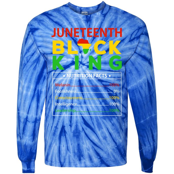 Happy FatherS Day Junenth Black King Nutrition Facts Cute Gift Tie-Dye Long Sleeve Shirt