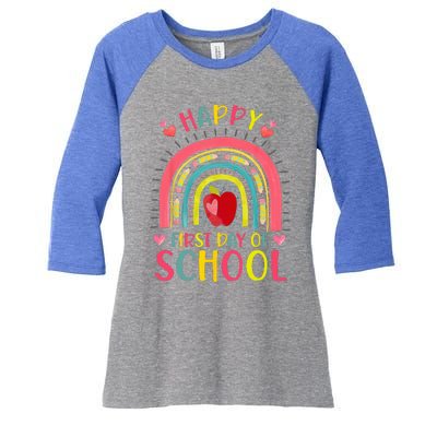 Happy First Day Of School Rainbow Teacher Back To School Women's Tri-Blend 3/4-Sleeve Raglan Shirt