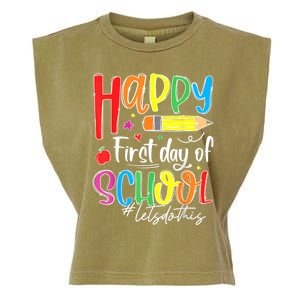 Happy First Day Of School Teacher Back To School Student Garment-Dyed Women's Muscle Tee