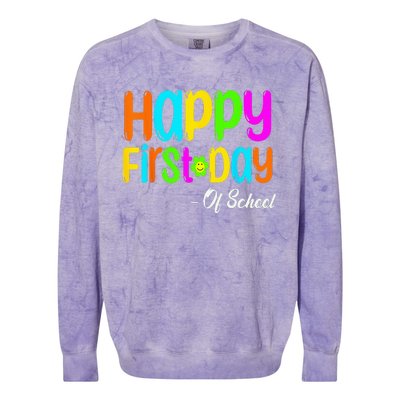 Happy First Day Of School Teacher Back To School Student Colorblast Crewneck Sweatshirt