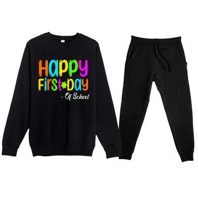 Happy First Day Of School Teacher Back To School Student Premium Crewneck Sweatsuit Set