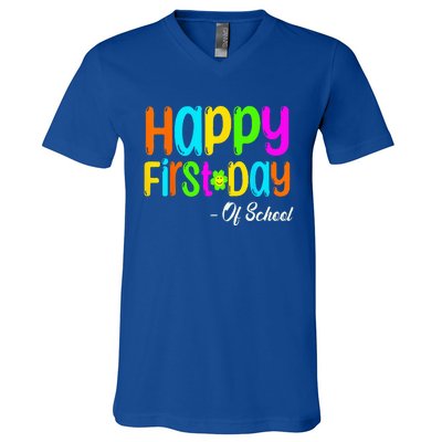 Happy First Day Of School Teacher Back To School Student V-Neck T-Shirt