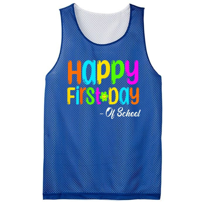 Happy First Day Of School Teacher Back To School Student Mesh Reversible Basketball Jersey Tank