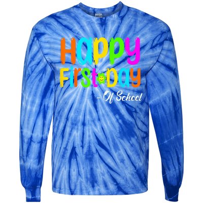 Happy First Day Of School Teacher Back To School Student Tie-Dye Long Sleeve Shirt