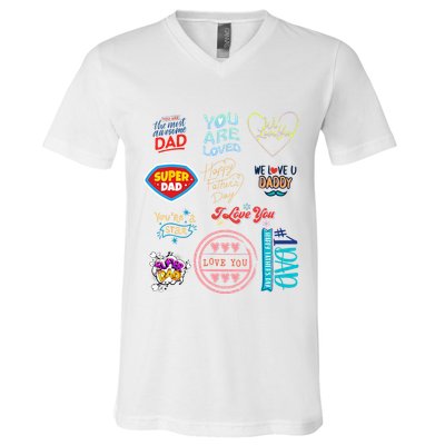 Happy Father's Day super dad cute husband or daddy gift  V-Neck T-Shirt