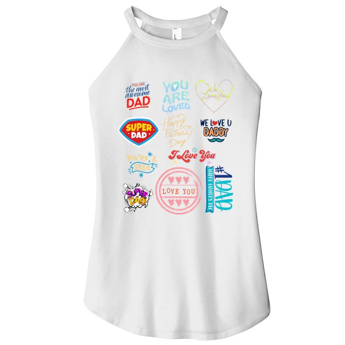 Happy Father's Day super dad cute husband or daddy gift  Women's Perfect Tri Rocker Tank