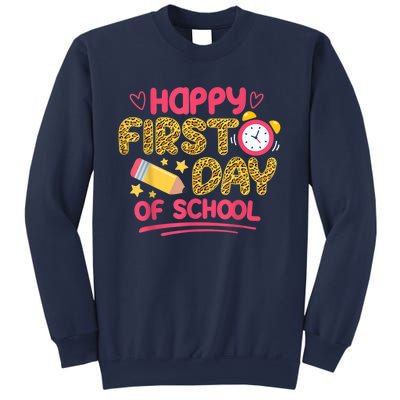 Happy First Day Of School Leopard Teacher Back To School Sweatshirt