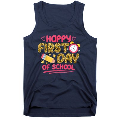 Happy First Day Of School Leopard Teacher Back To School Tank Top