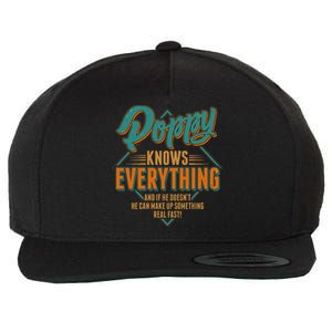 Happy Fathers Day Poppy Knows Everything Wool Snapback Cap