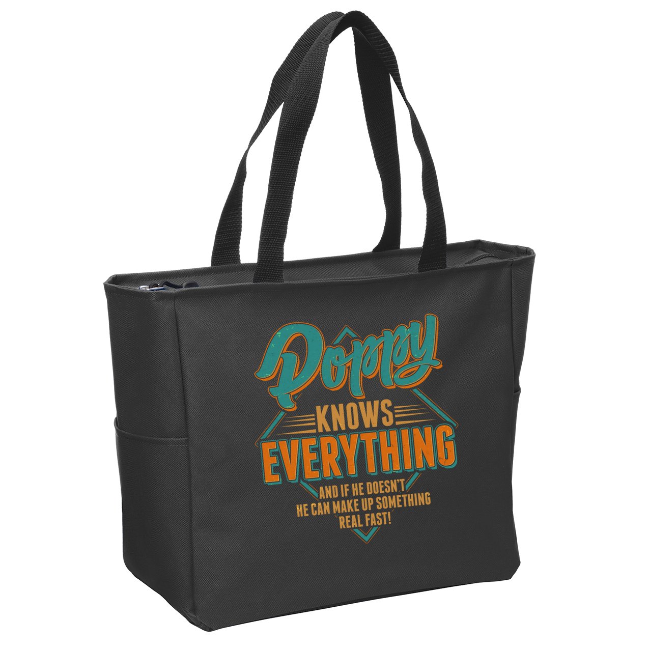 Happy Fathers Day Poppy Knows Everything Zip Tote Bag