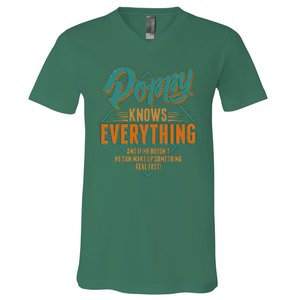 Happy Fathers Day Poppy Knows Everything V-Neck T-Shirt