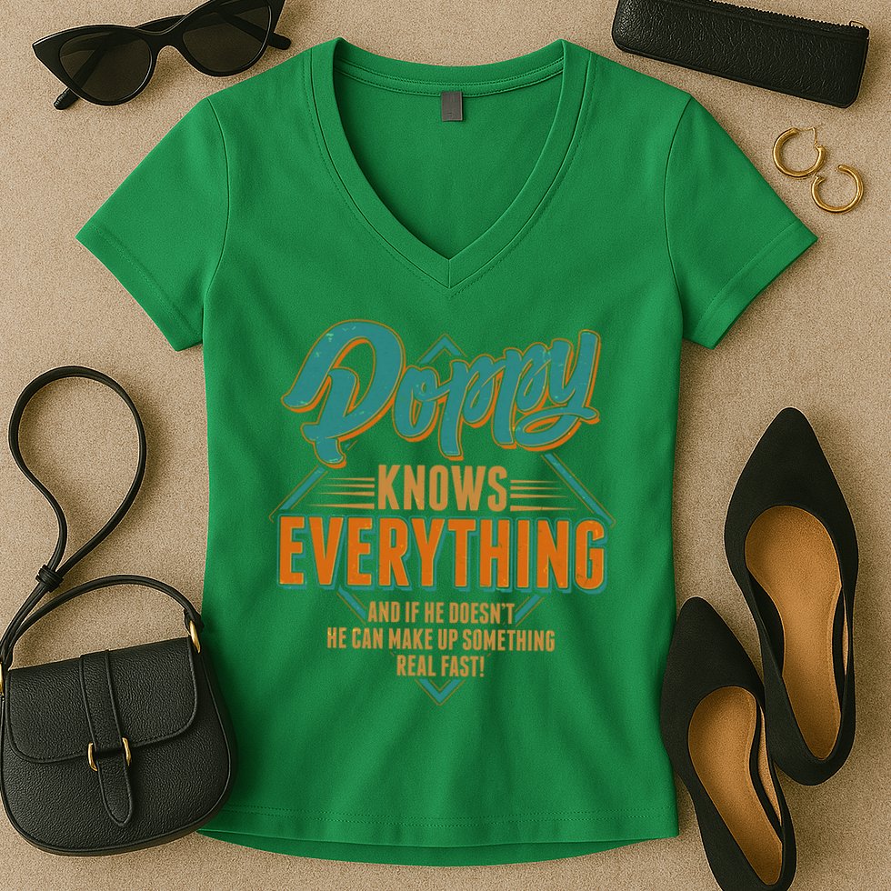Happy Fathers Day Poppy Knows Everything Women's V-Neck T-Shirt