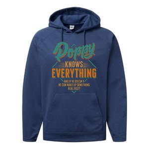 Happy Fathers Day Poppy Knows Everything Performance Fleece Hoodie