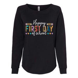 Happy First Day Of School Teacher Leopard Back To School Womens California Wash Sweatshirt