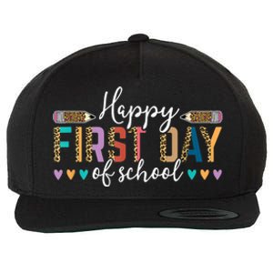 Happy First Day Of School Teacher Leopard Back To School Wool Snapback Cap