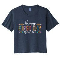 Happy First Day Of School Teacher Leopard Back To School Women's Crop Top Tee