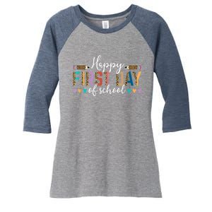 Happy First Day Of School Teacher Leopard Back To School Women's Tri-Blend 3/4-Sleeve Raglan Shirt