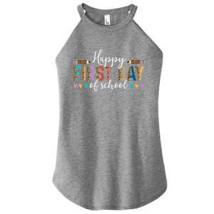 Happy First Day Of School Teacher Leopard Back To School Women's Perfect Tri Rocker Tank