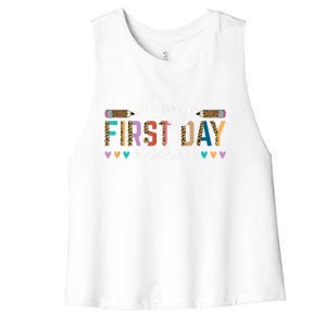 Happy First Day Of School Teacher Leopard Back To School Women's Racerback Cropped Tank