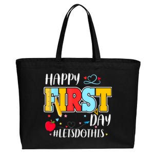 Happy First Day Of School Welcome Back To School Teacher Cotton Canvas Jumbo Tote