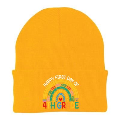 Happy First Day Of 4Th Grade Rainbow Team Fourth Grade Funny Gift Knit Cap Winter Beanie